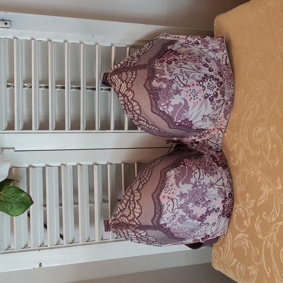 Black Bow Floral Lace Underwire Bra, Size 38 D - Picture 2 of 8